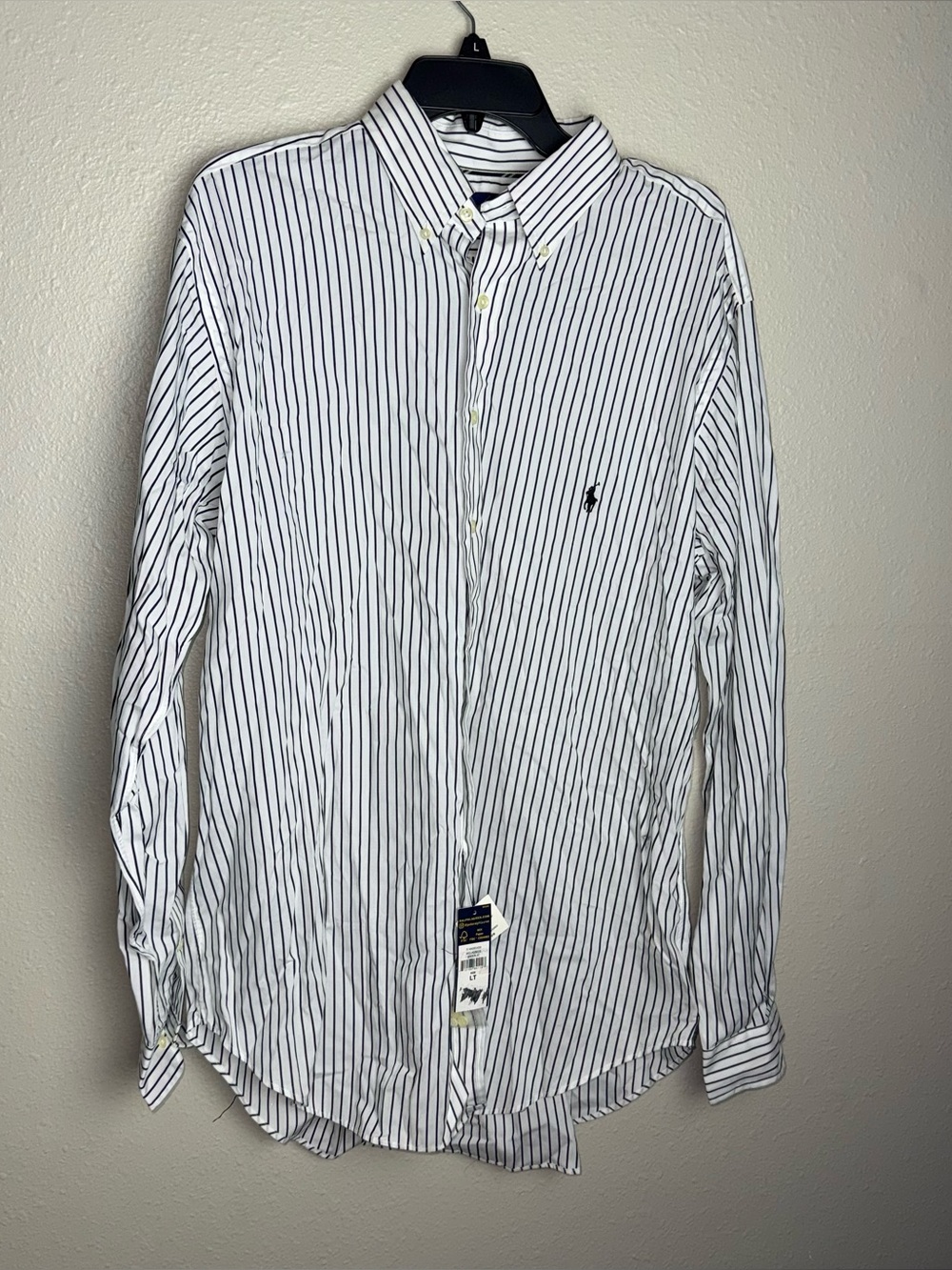 Polo Ralph Lauren White with Navy Pinstripe Button-Down Shirt